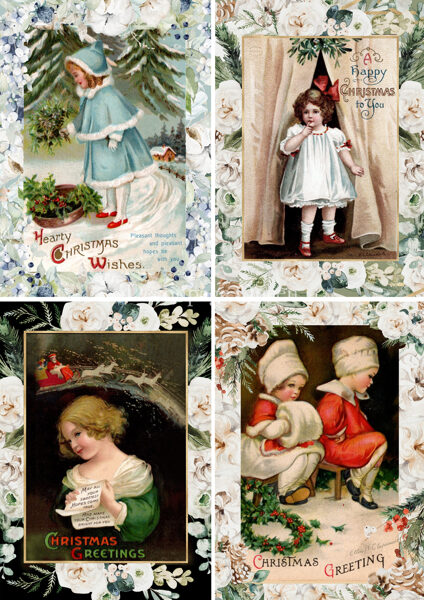 Vintage Christmas Girls 4 Pack 0513